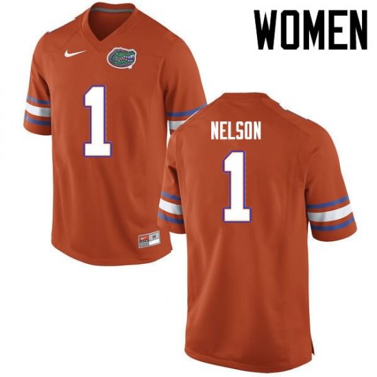 Women's Florida Gators #1 Reggie Nelson NCAA Nike Orange Authentic Stitched College Football Jersey XLC5362MA